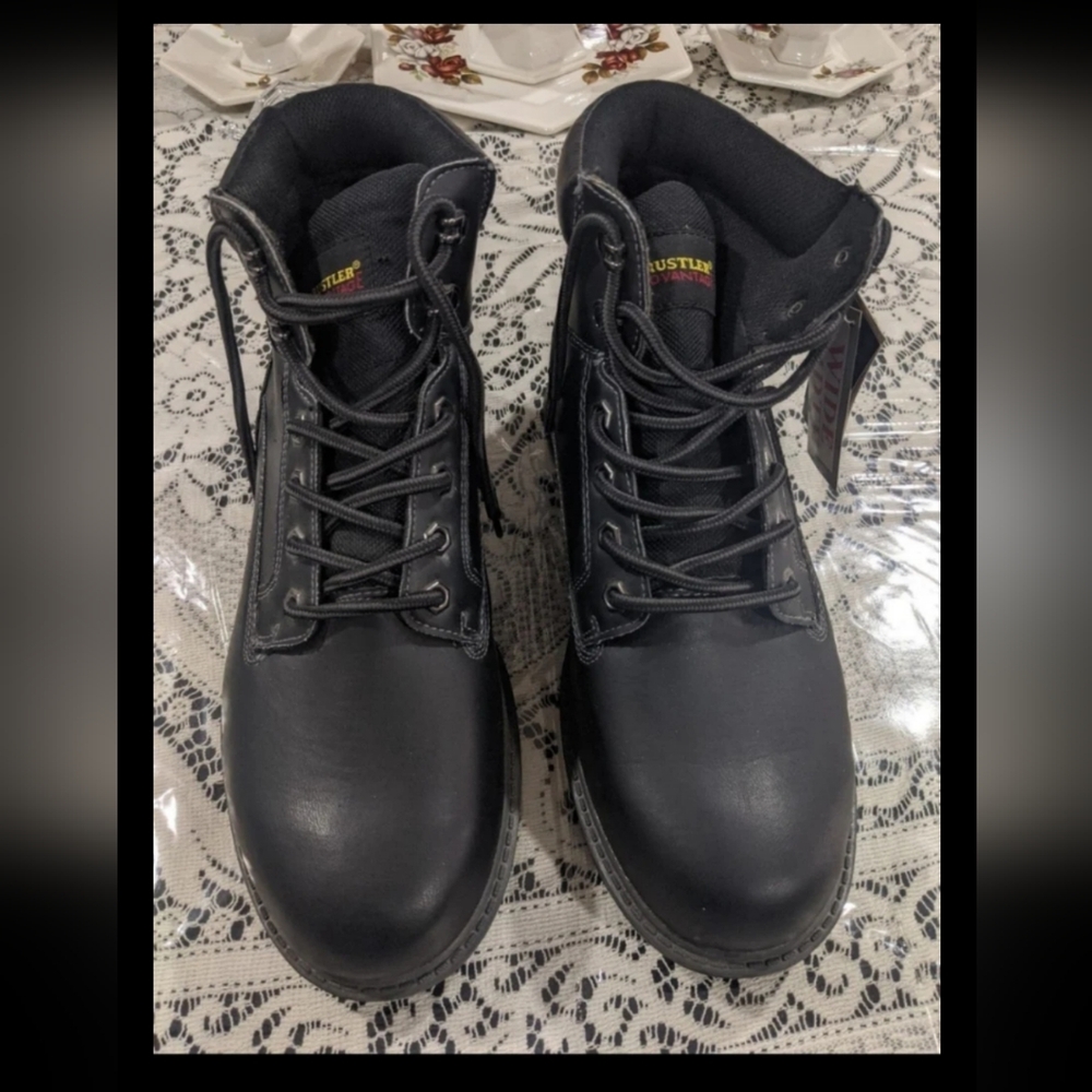 Men's Rare Retro Boots Black Leather Outdoor Rugged Costume Cosplay Gift